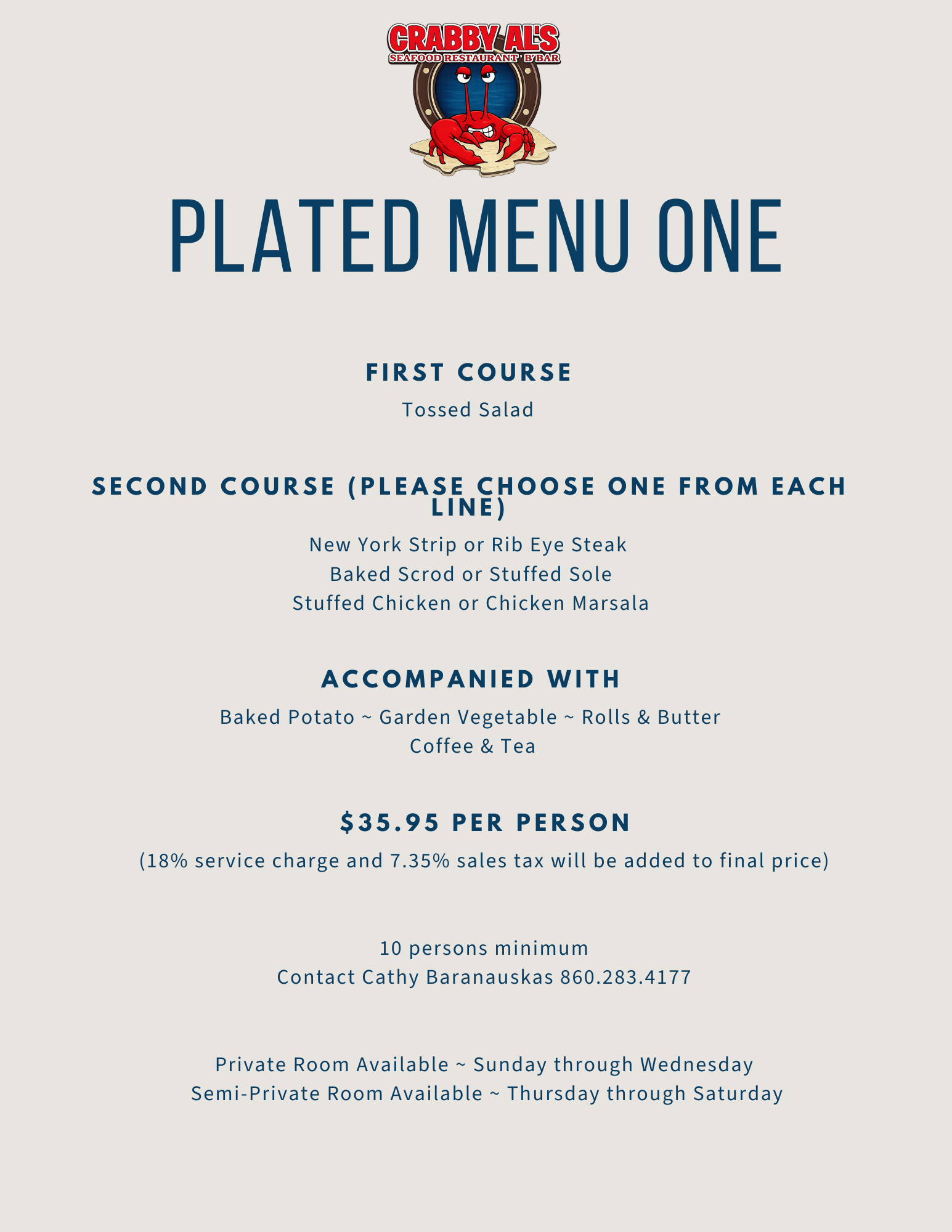 Plated Menu One